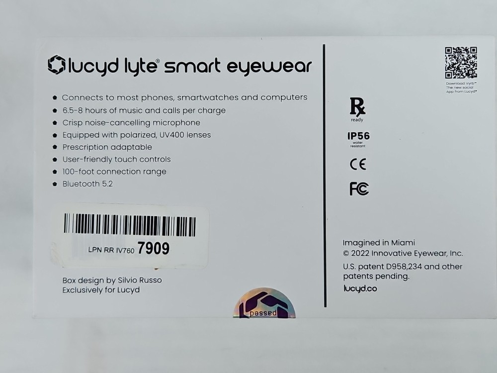 Lucyd Lyte Smart eyewear LCD005-90 Antimatter
