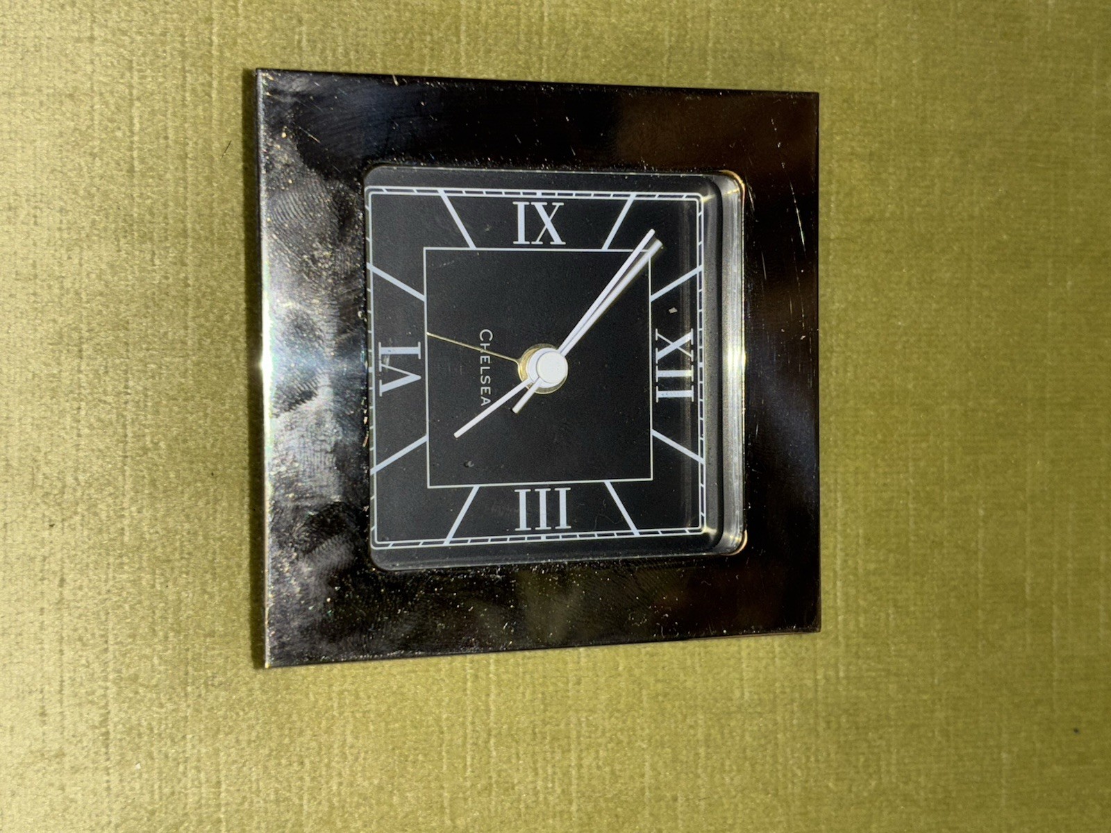 Chelsea Polished Nickle Art Deco Desk Alarm Clock German Quartz Movment 3"