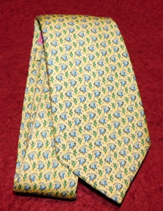 BOY'S VINEYARD VINES MADE IN U.S.A. YELLOW/GREEN/BLUE FISH MOTIF TIE - TIES.