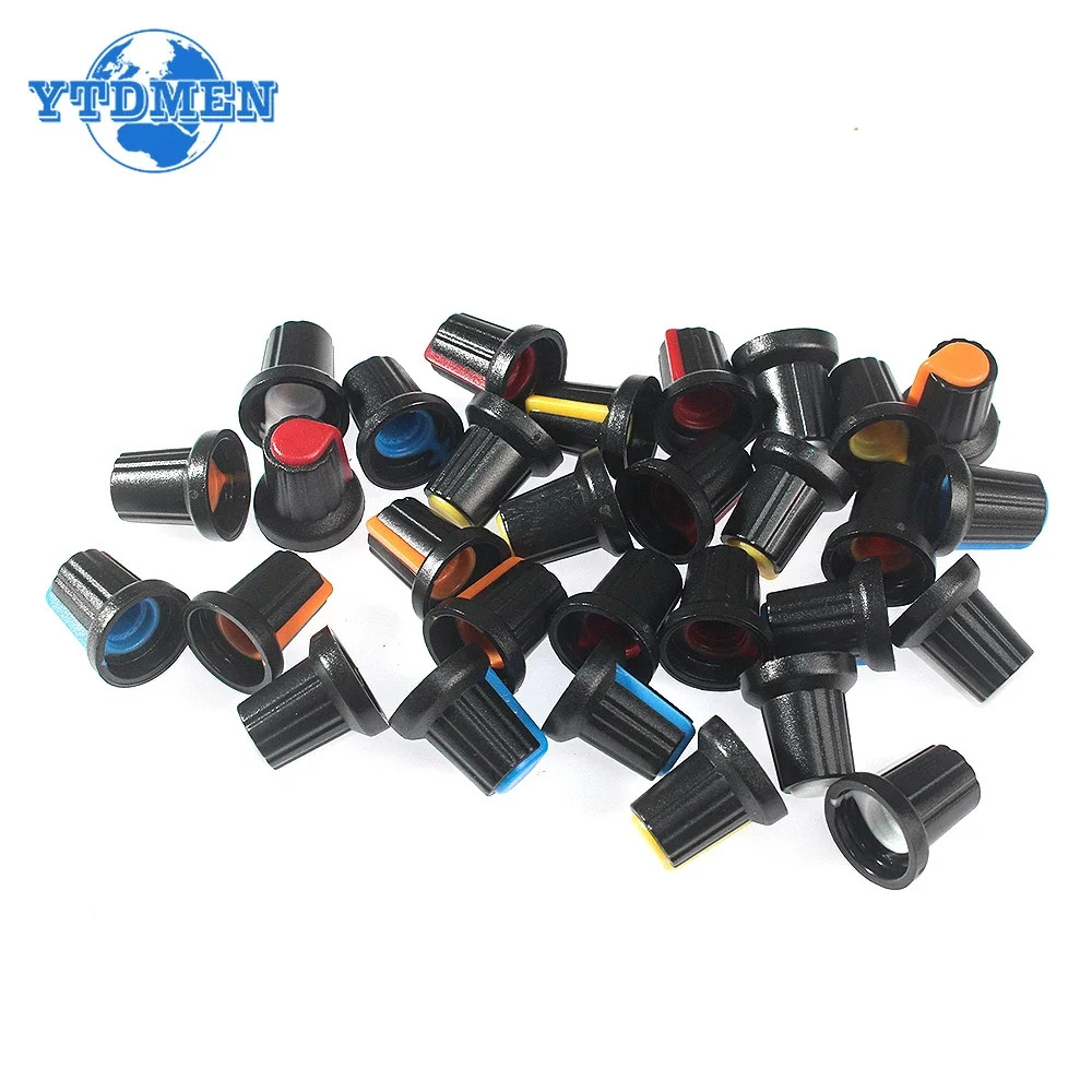 30PCS WH148 AG2 Potentiometer Knobs 15x17mm 6mm Shaft 5 Values
