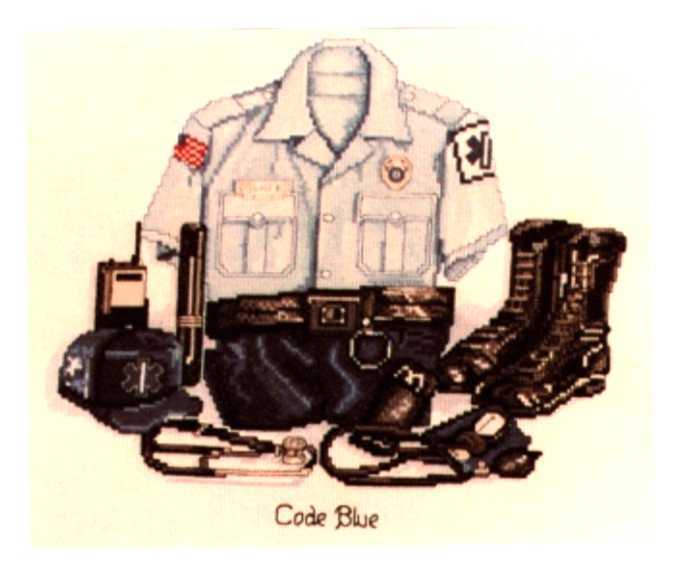 CODE BLUE Counted Cross Stitch Pattern by Art Ventures, First Responders
