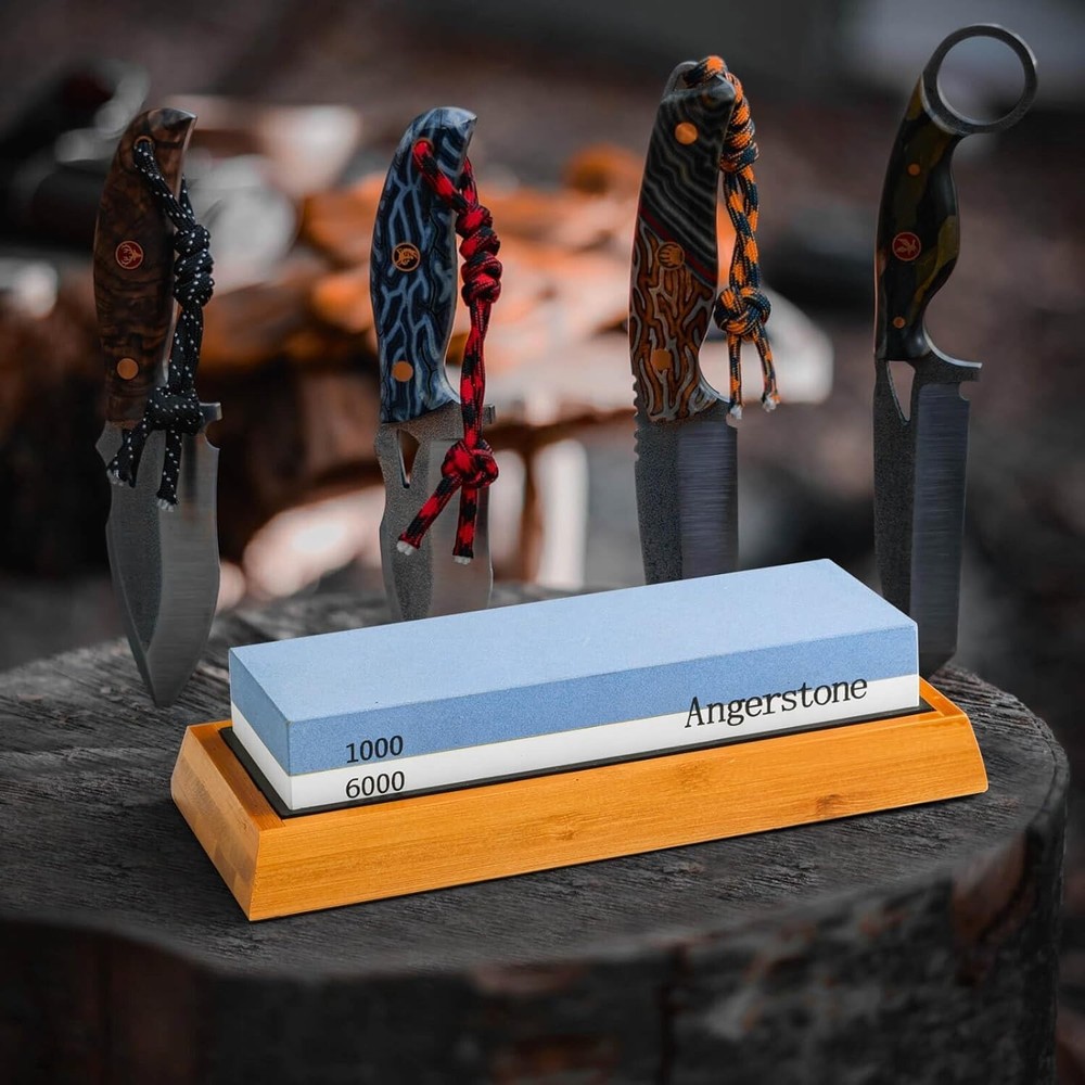 1000/6000 Grit Sharpening Stone with Silicone Base for Precise Knife Care