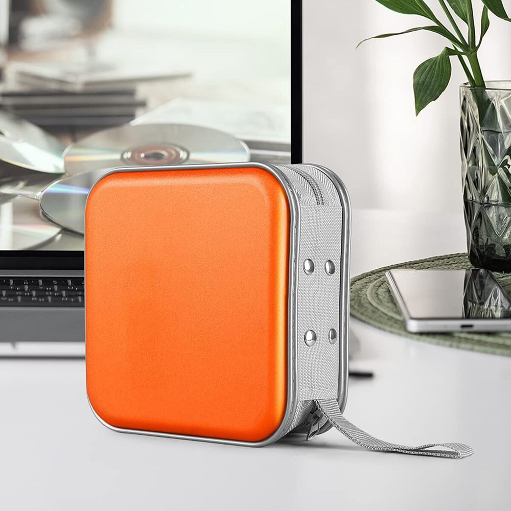 34 Disc CD/DVD Case Holders Wallet Hard Plastic Disc Cases Storage Binder Orange