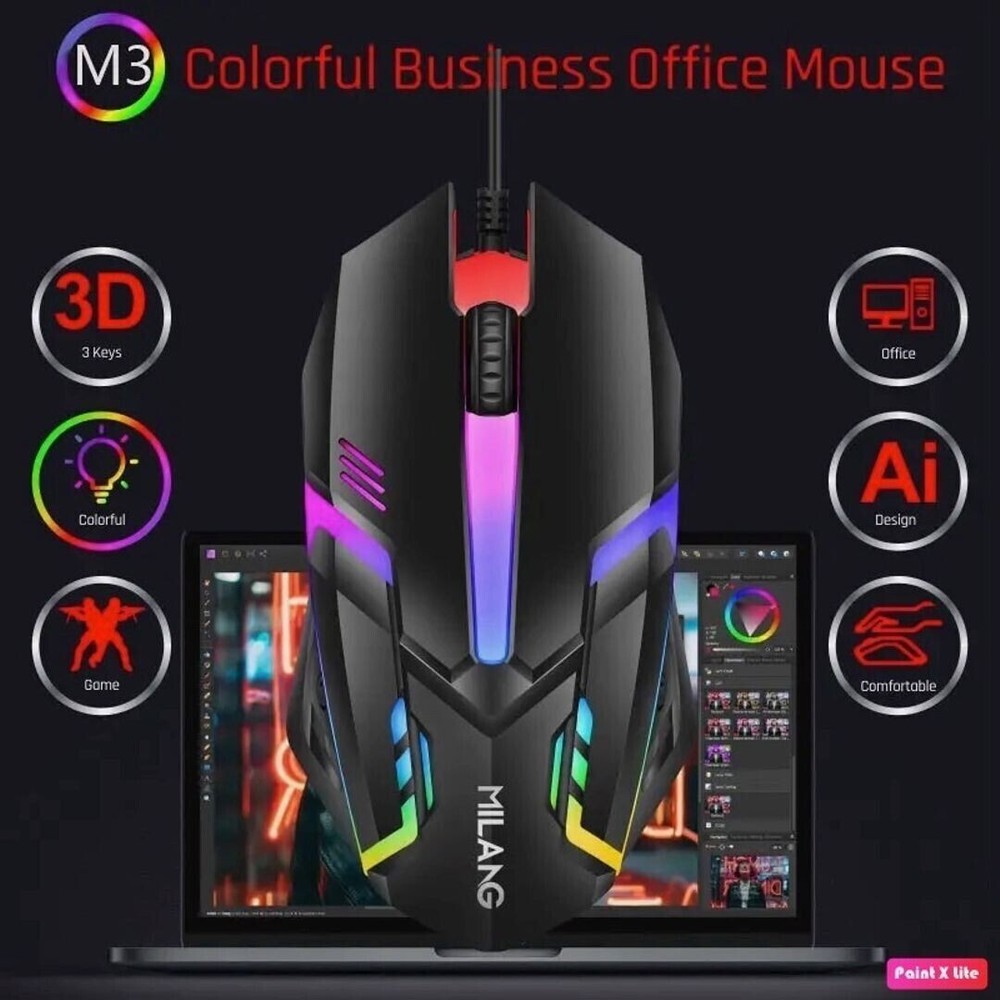 RGB Gaming Mouse - PC PS4 PS5 XBOX ONE - BLACK (Wired)
