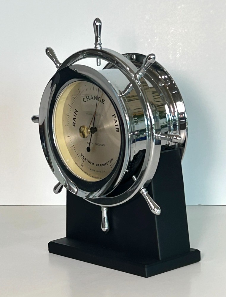 Seth Thomas Nickel Ships Bell Clock & Barometer Pair Corsair Model E537