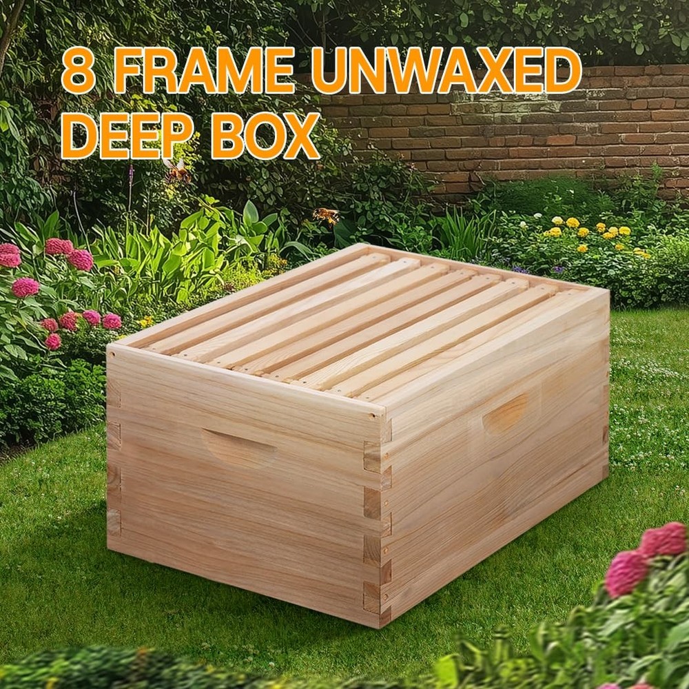 BEEINN 8 Frame Deep Beehive Box,Langstoth Deep Brood Bee Hive Box, Include Be...