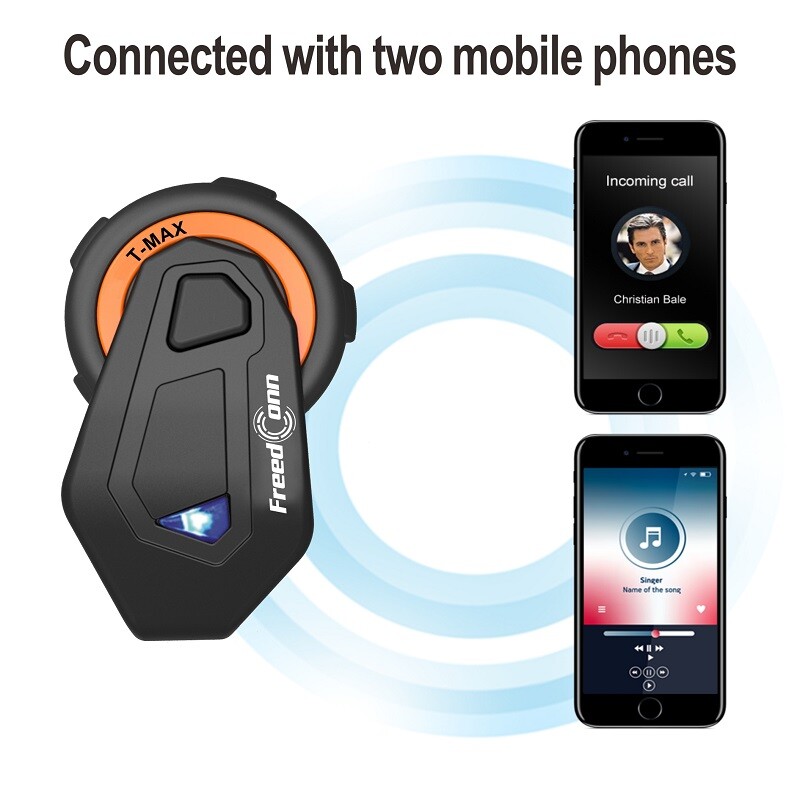 FreedConn New Motocycle Waterproof Bluetooth TMAX-E Group 1000M Intercom Headset