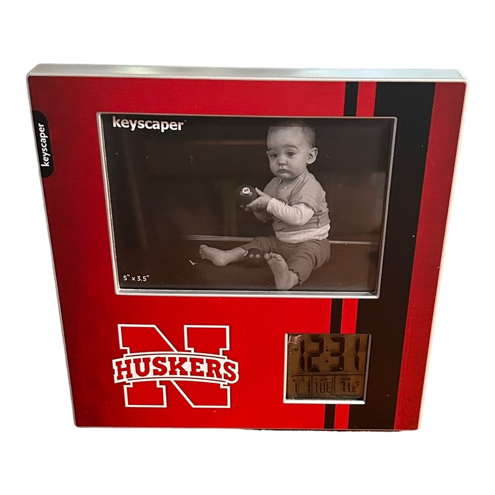 Nebraska Huskers Keyscaper Picture Frame & Desktop Clock