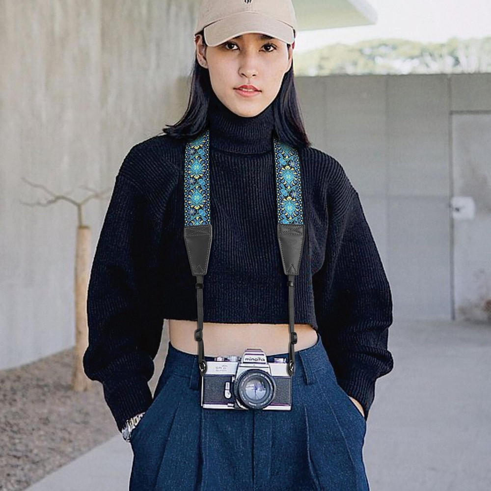Premium Camera Strap with Leather Ends and Soft Suede Padding, Quick Release