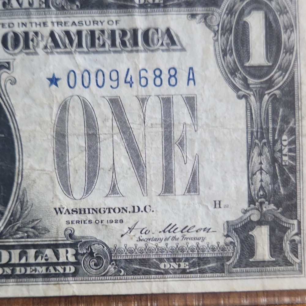 1928 1$ Silver Certificate Star Note. Low Serial Number!