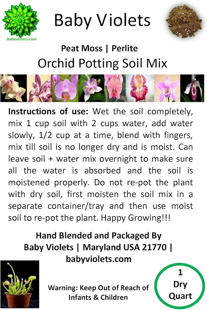 Orchid Potting Soil Mix (3 Cups / 1 Quart)