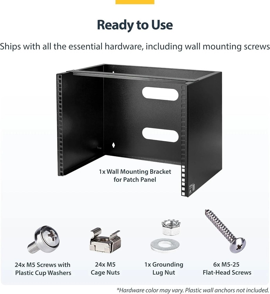 Robust Wall Mounted Patch Panel for Networking, 8U Design, Steel Construction