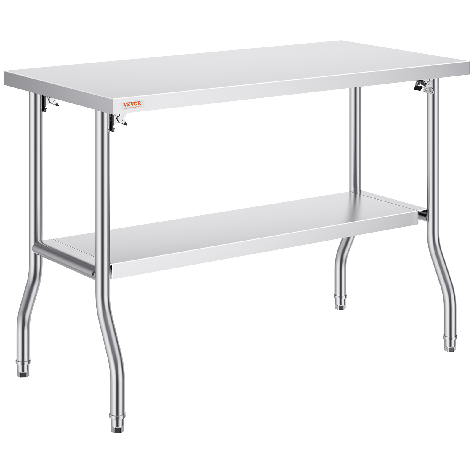 VEVOR Folding Commercial Prep Table Commercial Worktable Workstation 48 x 24 In