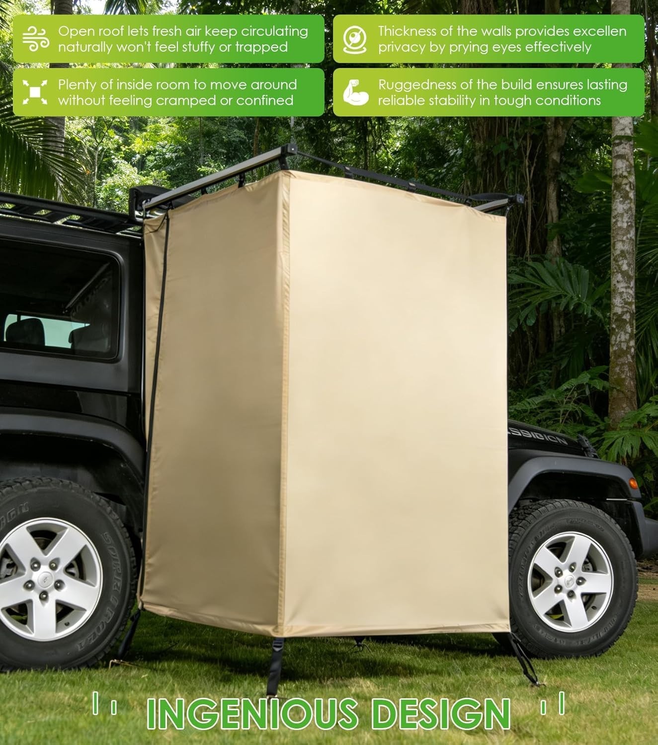 Awning Shower Tent Car Side Shower Room Privacy Shelter Restroom for Overland