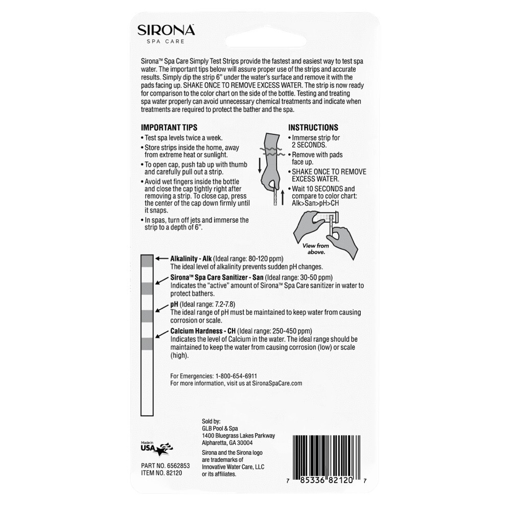 Sirona Spa Care Simply Test Strips