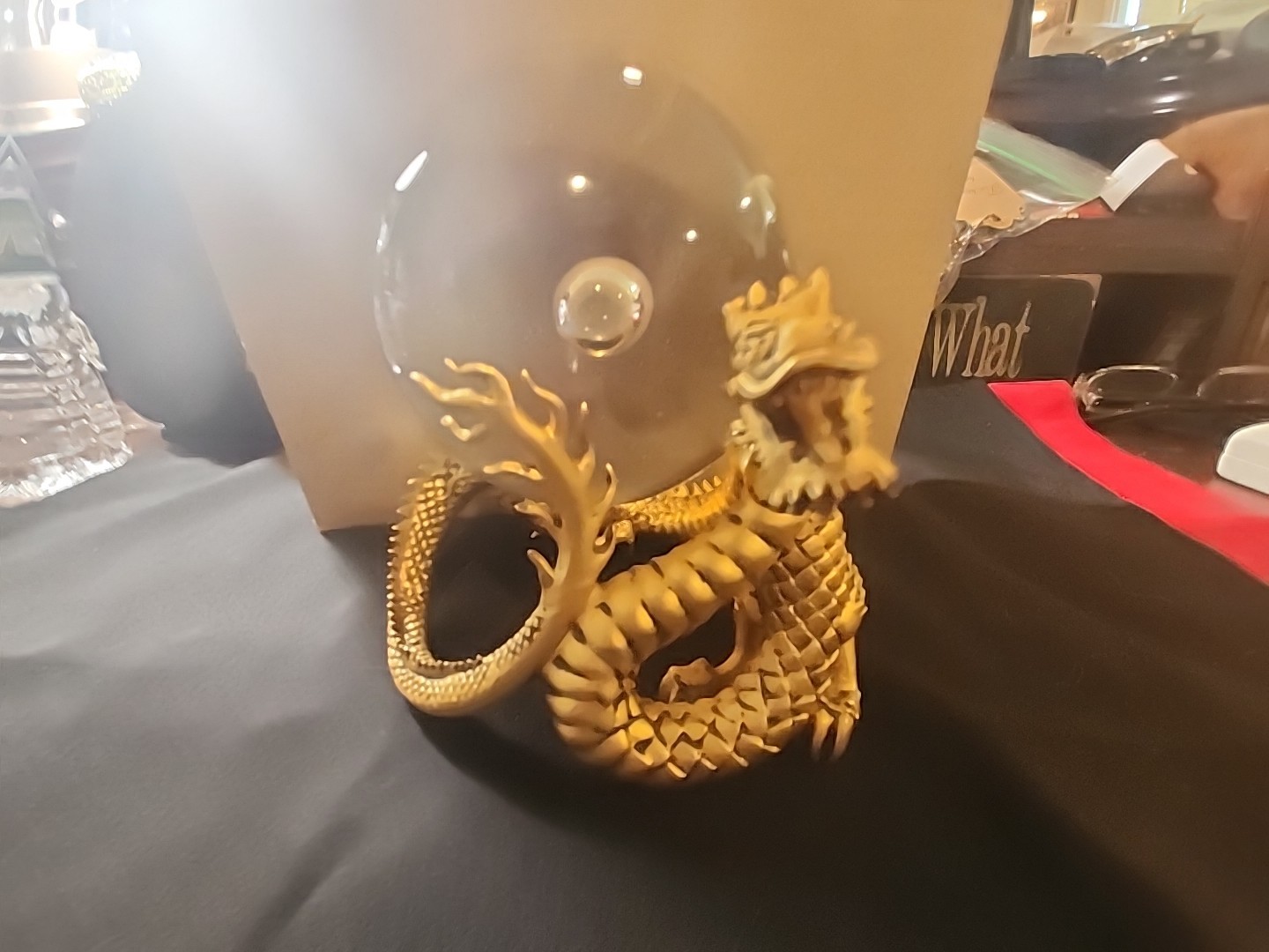 UNIQUE GOLD CHINESE DRAGON Franklin MintCrystal Ball Murano Figurine R537