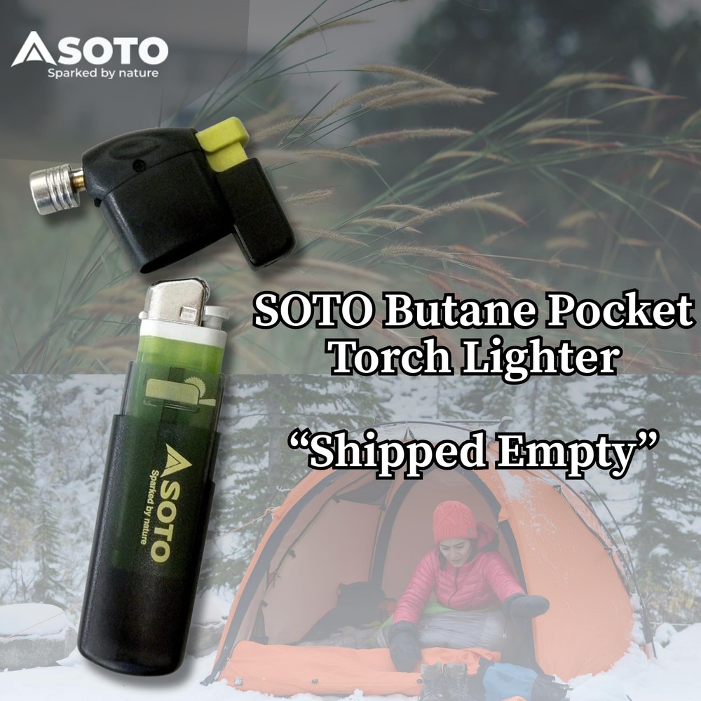 SOTO Butane Torch Lighter, Compact Windproof Pocket w/ Refillable Lighter