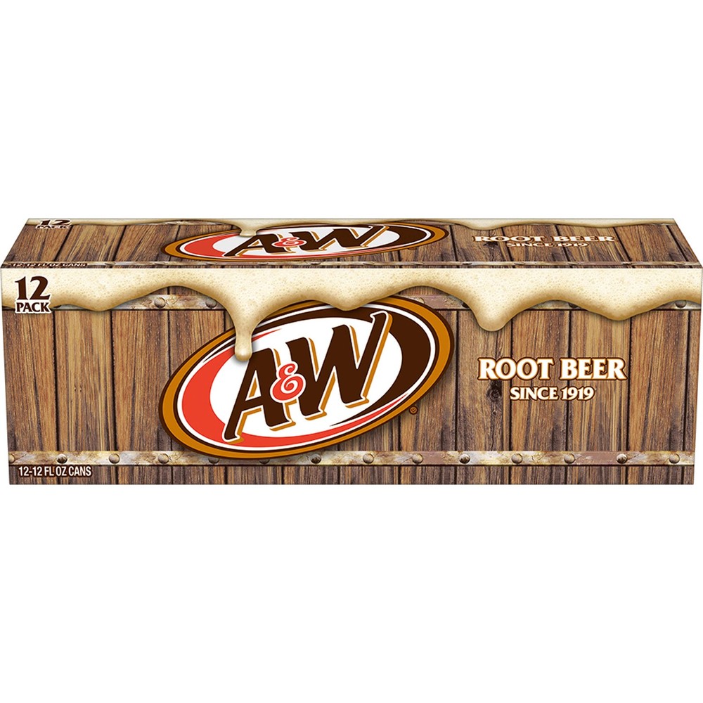 A&W Root Beer Soda, 12 fl oz cans, 12 pack