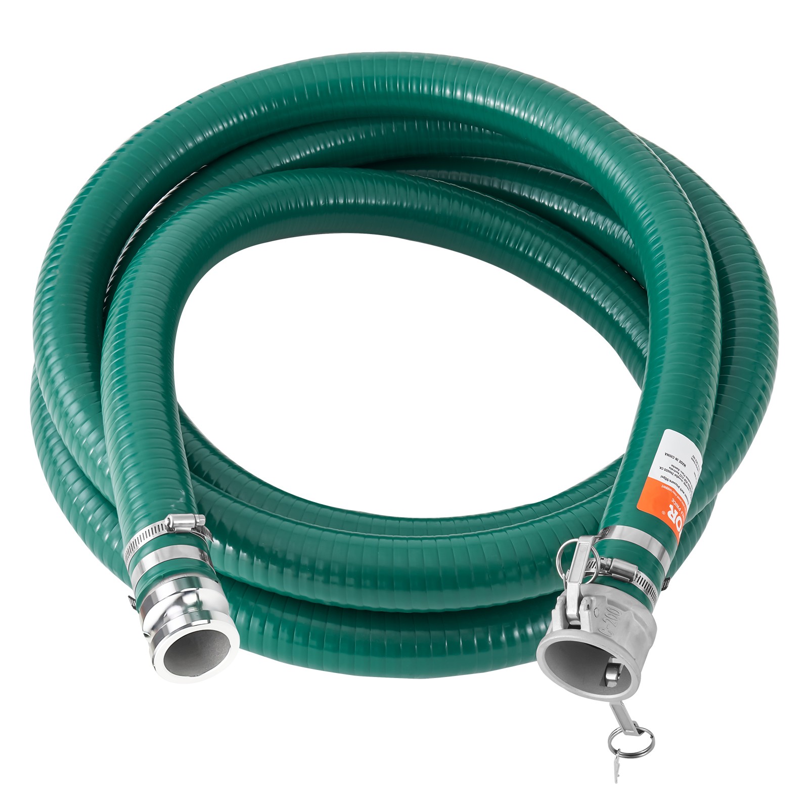 Suction Hose 2 in x 20 ft Green High Quality Hose Complete Fittings