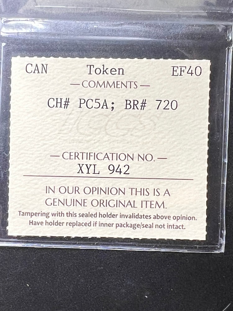 1850 Upper Canada Token Half Penny Graded ICCS EF-40 CH# PC5A; BR# 720