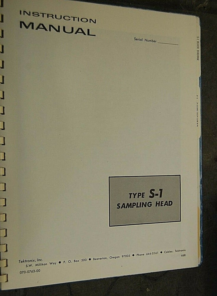 Tektronix Type S-1 Sampling Head 070-0763-00 Instruction Manual