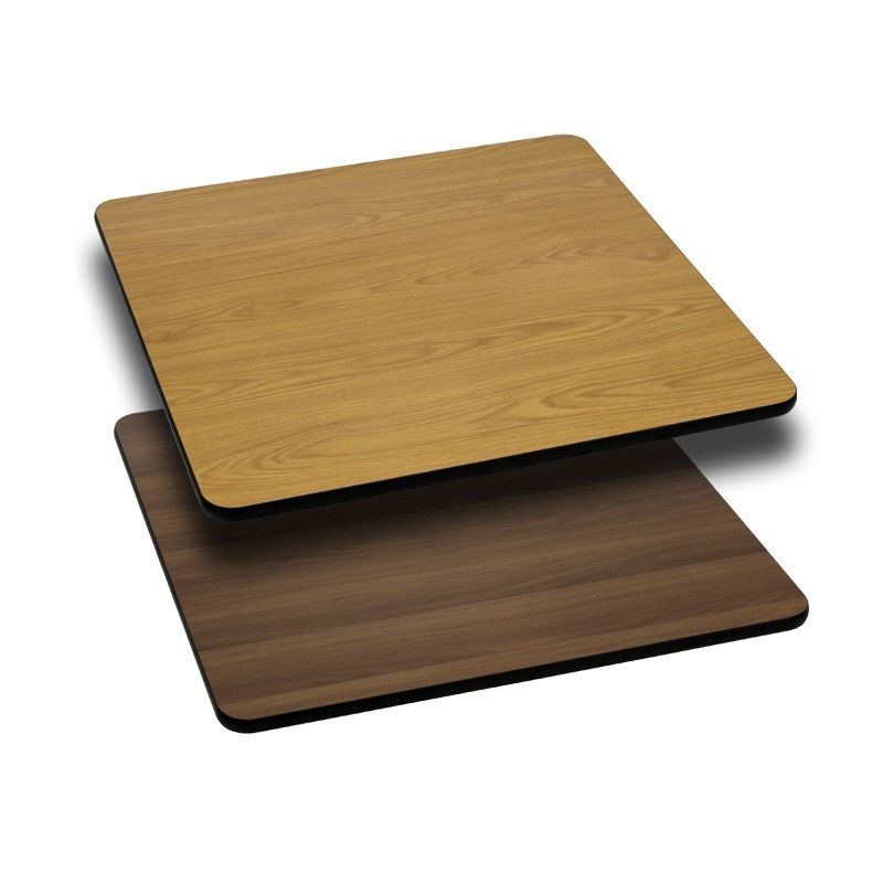 30'' Square Restaurant Table Top with Natural or Walnut Reversible Laminate Top