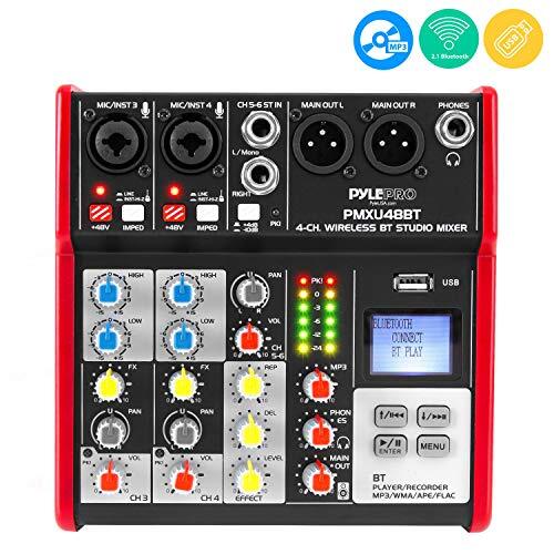 Pyle PMXU48BT 4-Channel Bluetooth DJ Studio Audio Mixer System