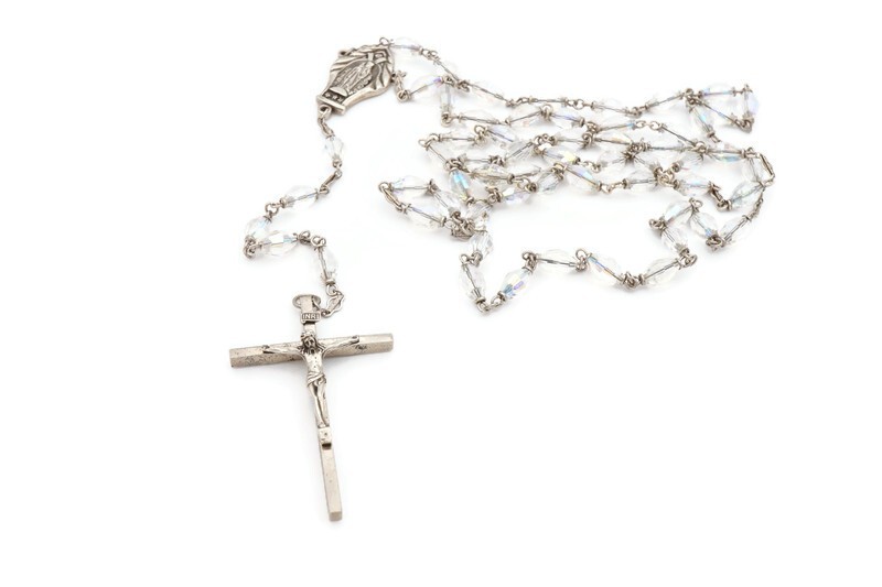 Vintage Sterling Silver 925 Rosary Crystal Beads 40"