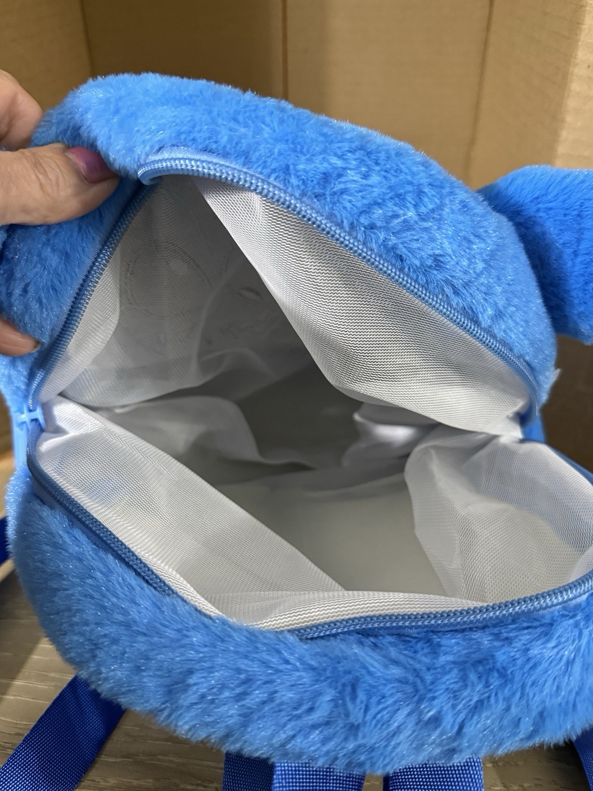 Disney Stitch Mini Backpack Blue Plush Lilo & Stitch Fur Bag