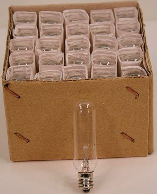 15 Watt Tubular Light Bulbs For Appliance, Chandelier, Salt Lamp - E12, 25 pack