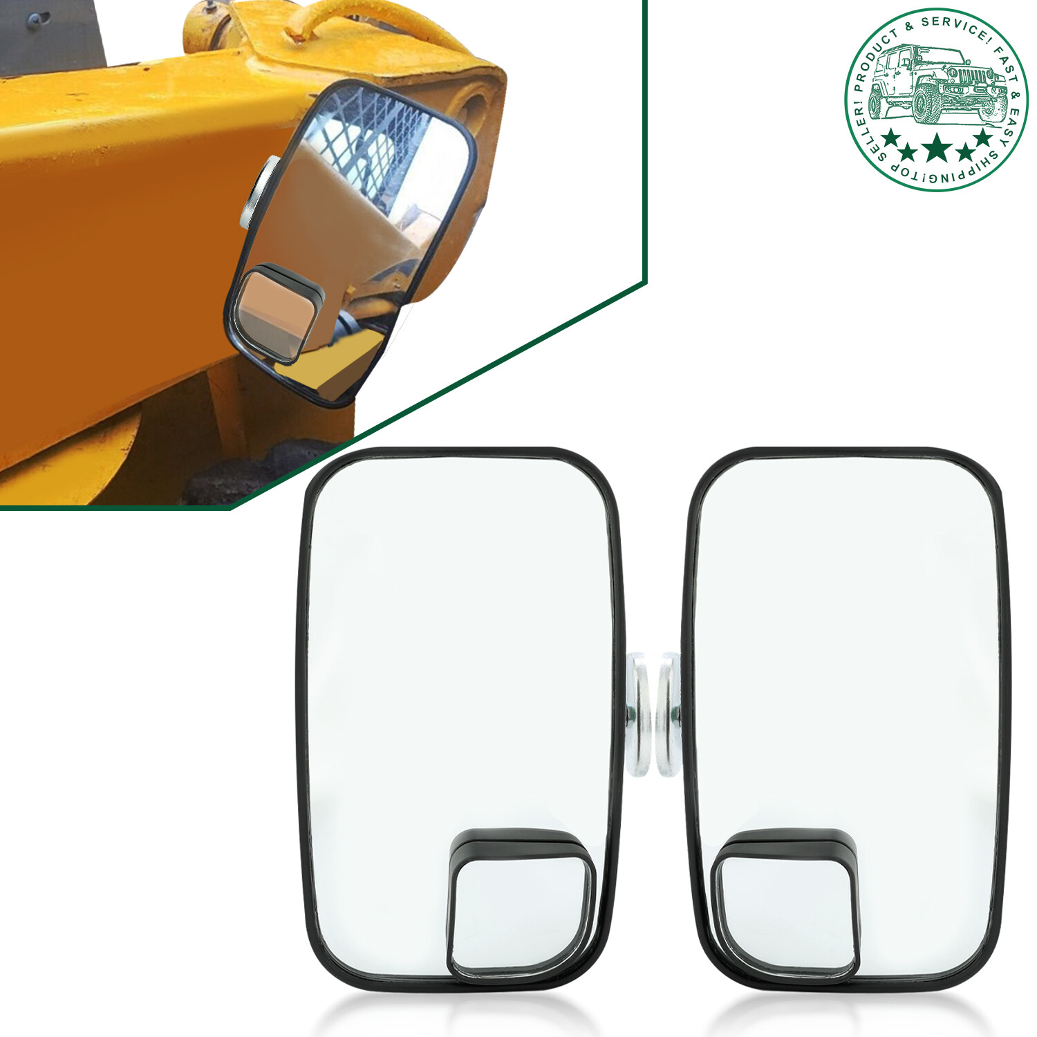 2 Magnetic Mirrors For Skid Steer Tractor Bobcat John Deere W/BLIND SPOT MIRRORS
