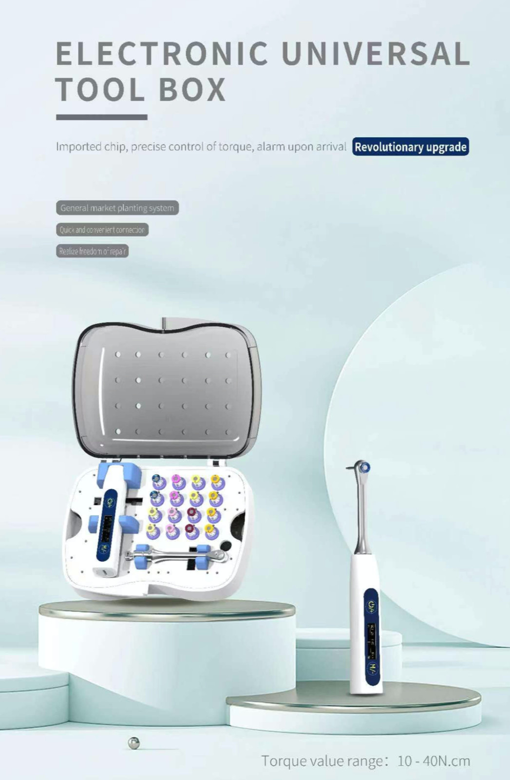 Electronic Dental Implant Universal Prosthetic Kit Torque Wrench 16 Screwdrivers