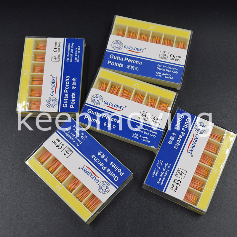 5 Kits Dental GAPADENT Gutta Percha Points 20# 120 Points Color Coded