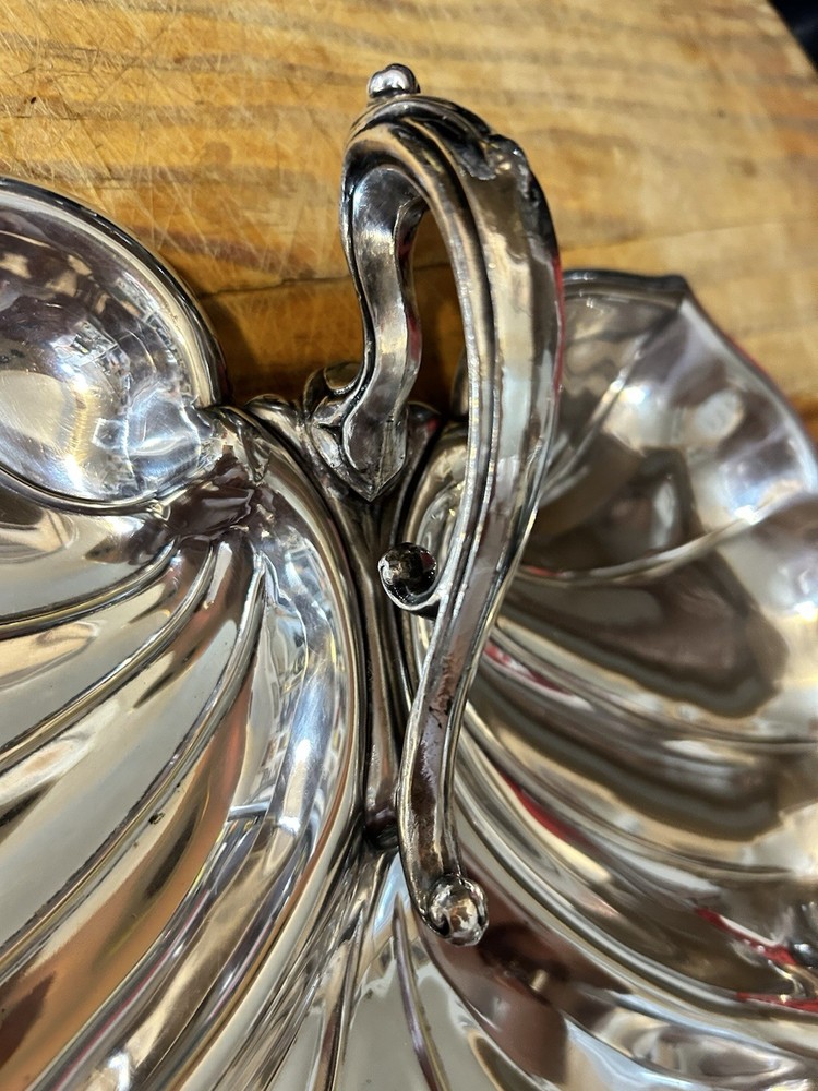 Leaf Styled Silver Plate Serving Tray From An Identified Maker ￼