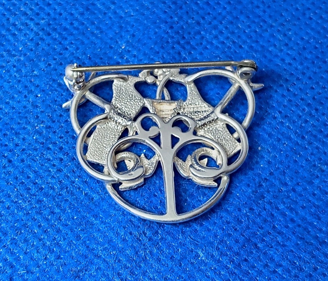 Ola Gorie Scottish Sterling Silver Tree Of Life With Two Love Birds Brooch OMG