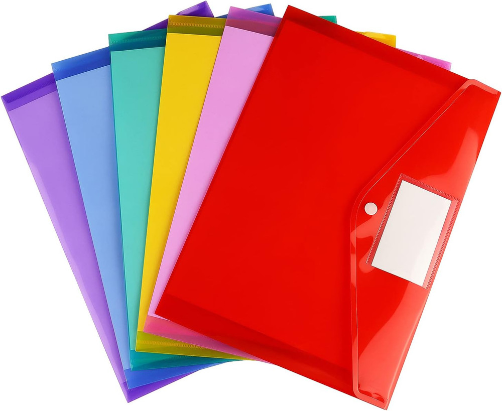 6 Pack Clear Document Folders Plastic Envelopes Poly Envelopes File Envelopes wi