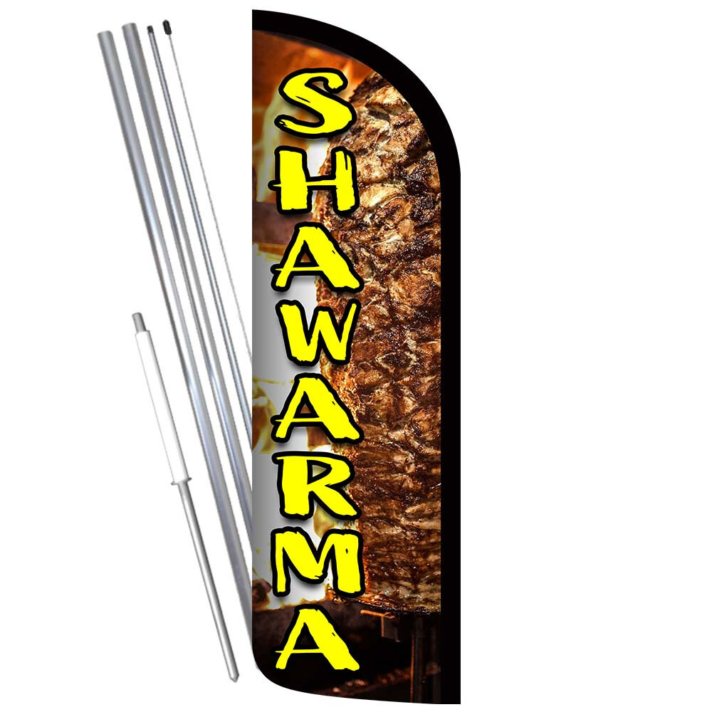 Shawarma Premium Windless Feather Flag Bundle (Complete Kit) OR Optional Replac