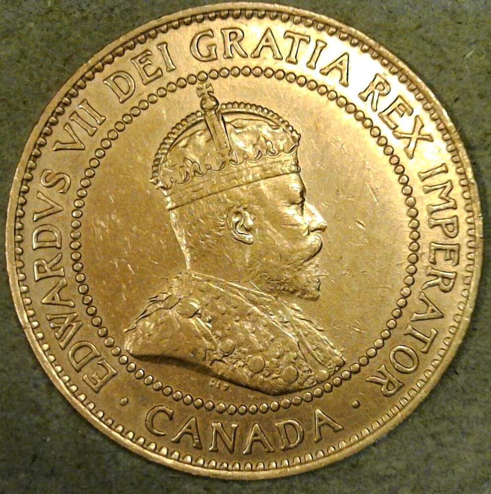 1908 Canada Large Cent Circ. BN Die-Crack Re-Punched Errors King Edward VII