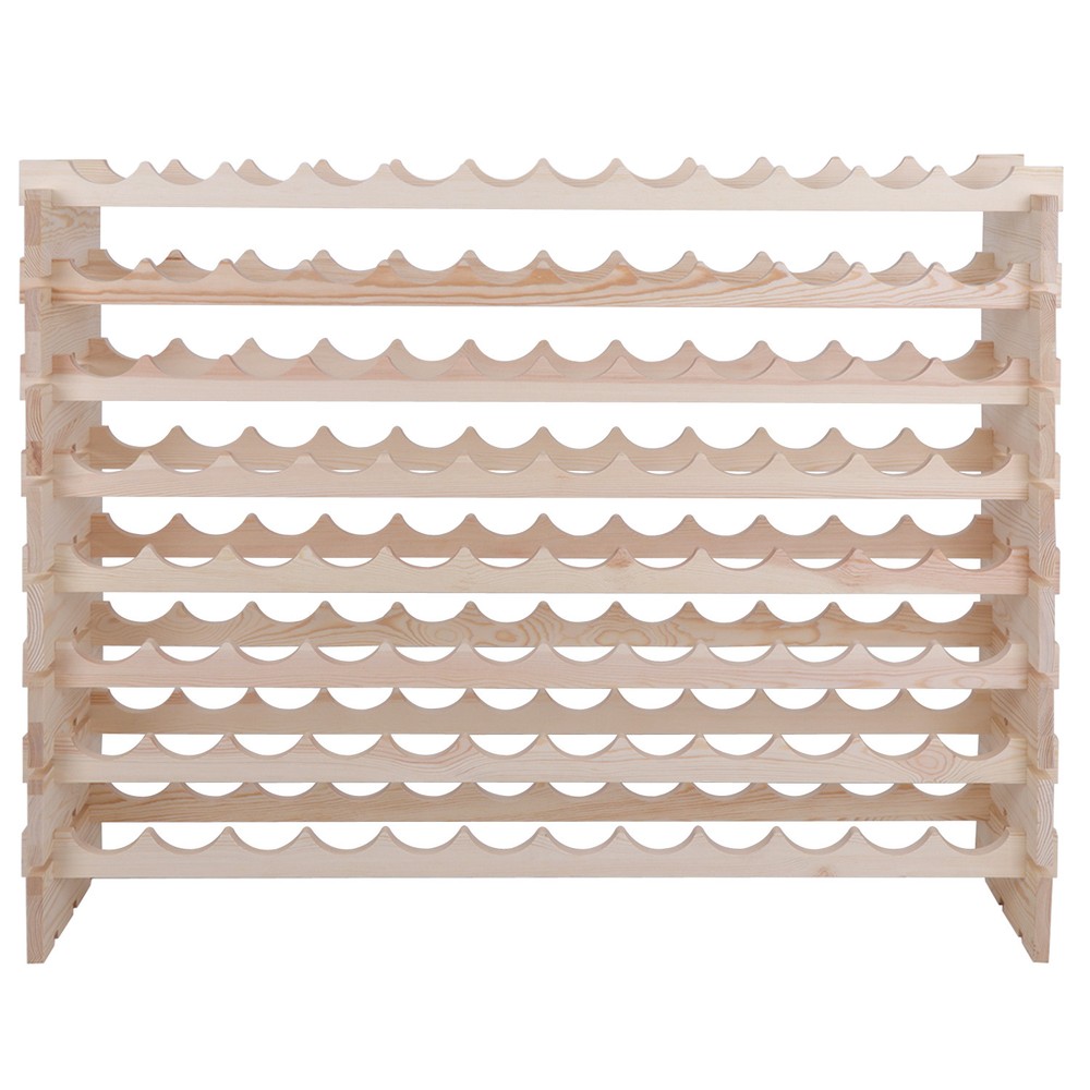 8 Tier Solid Wood Display Shelves 96 Bottles Holder Wine Rack Stackable Storage