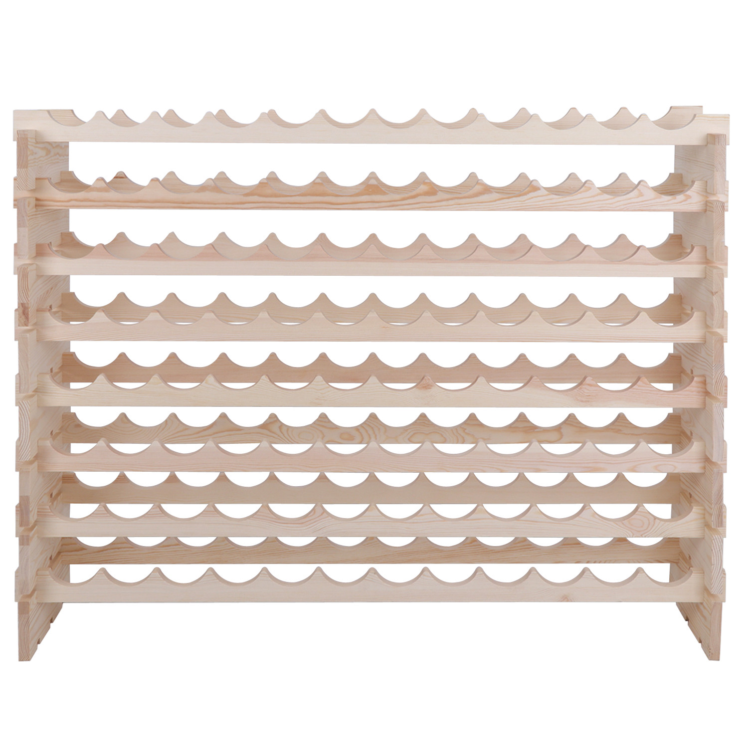 96 Bottles Holder Wine Rack Stackable Storage 8 Tier Solid Wood Display Shelves