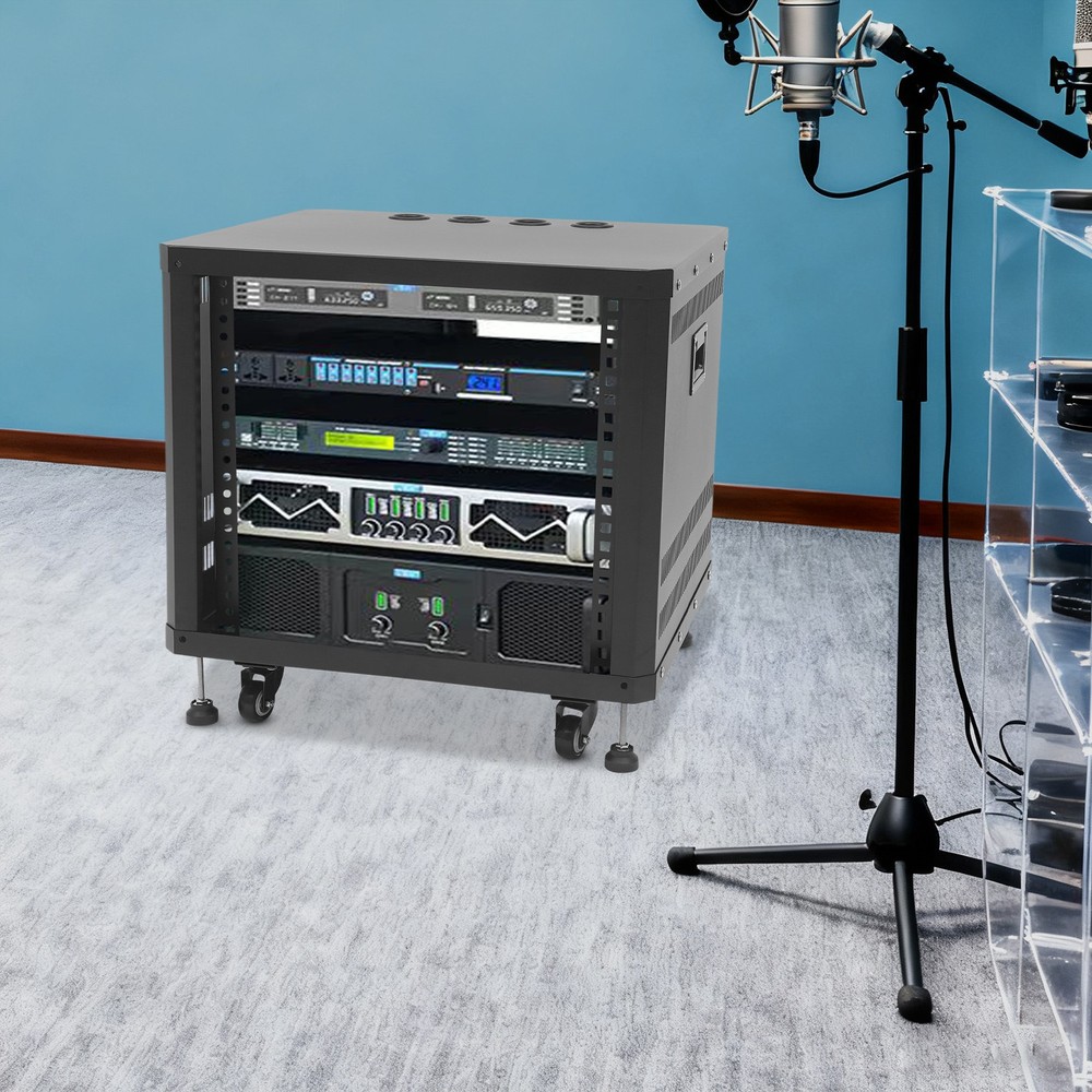9U Audio Rack Stand Studio Rack Server Rack Audio Holder With Wheels ﻿Rectangle