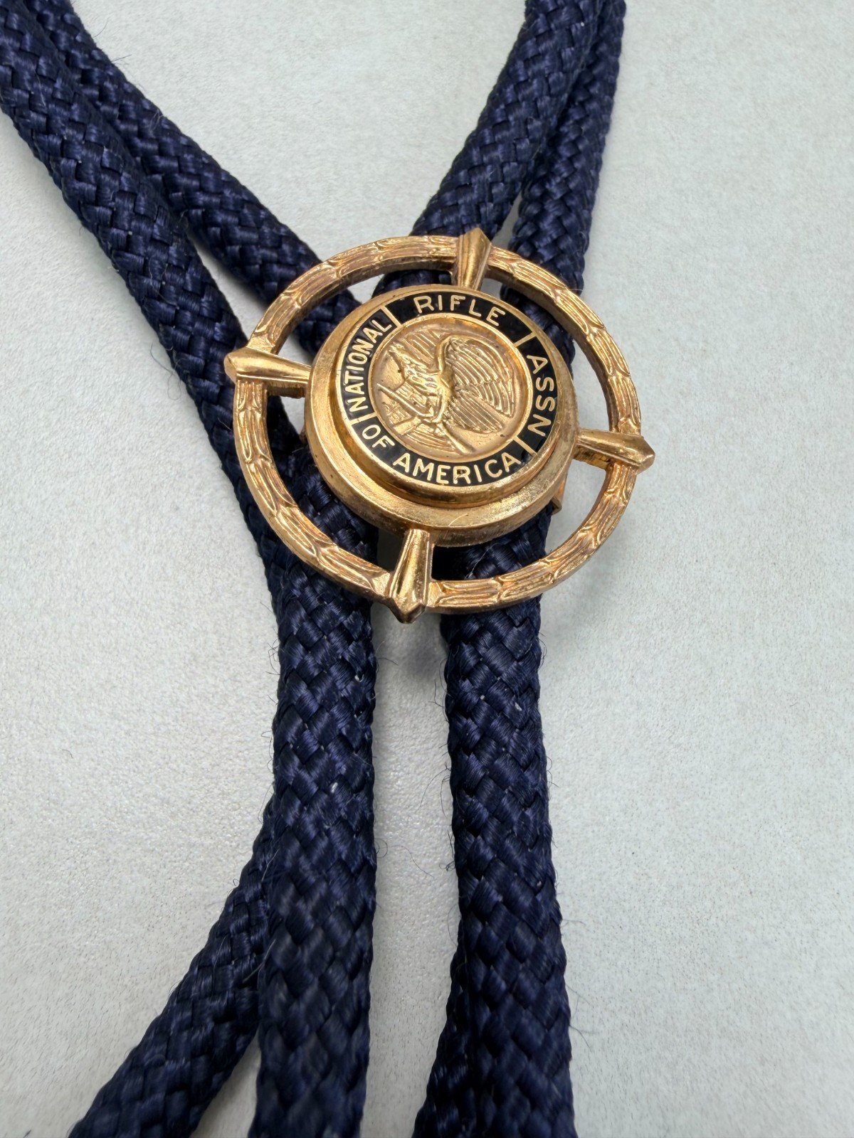 NRA National Rifle Association of Americ Member Vintage Gold Tone Bolo Tie Clasp