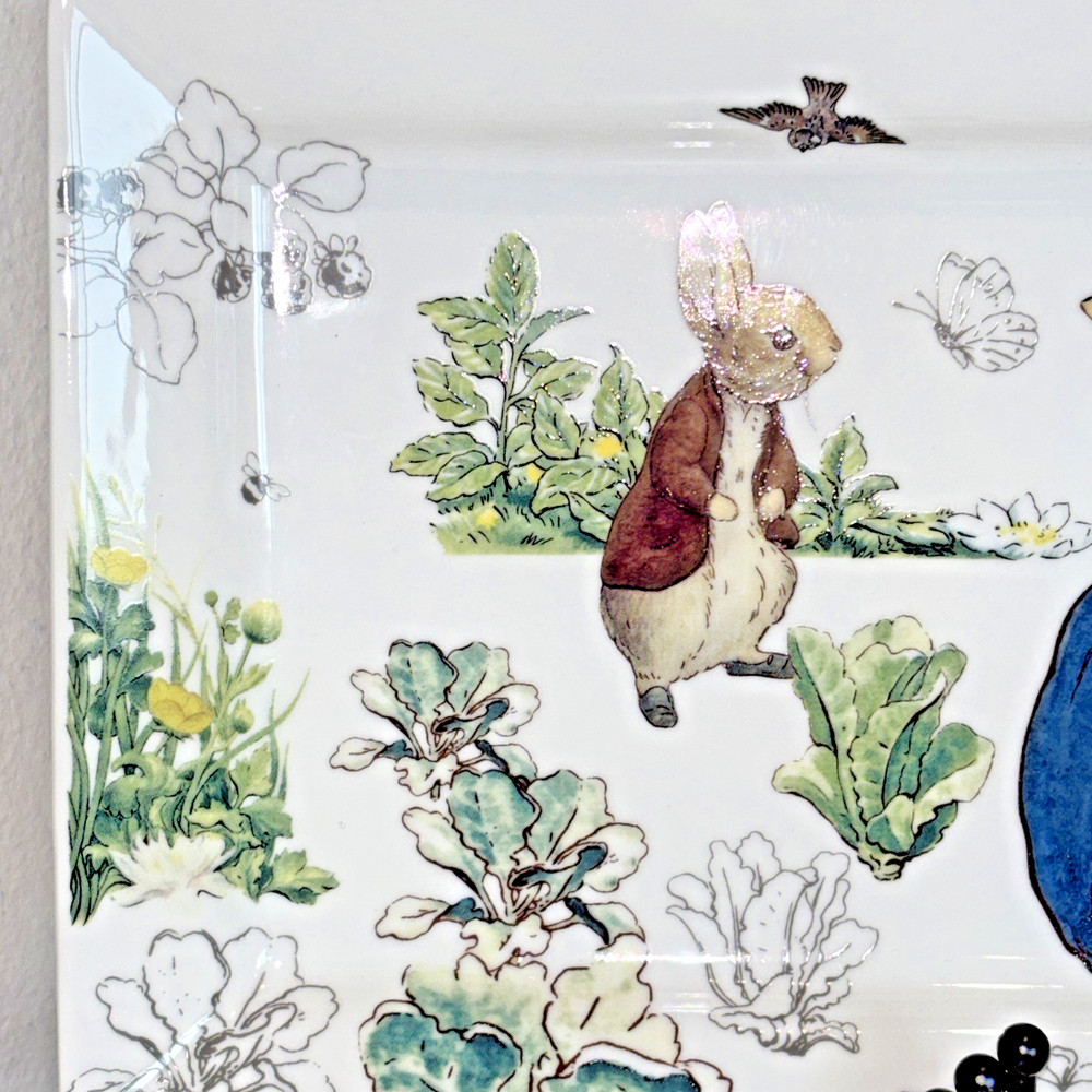 Peter Rabbit Easter Serving Platter Spring Momma Floral Beatrix Potter Rectangle
