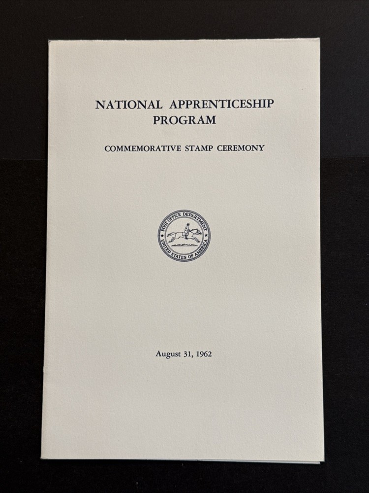 1962 Apprenticeship Program 4 cent Stamp First Day Ceremony Program Sc# 1201
