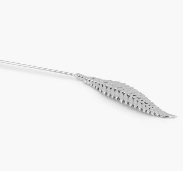 Solid 935 Argentium Silver Beautiful Feather Design Men's Lapel Pin