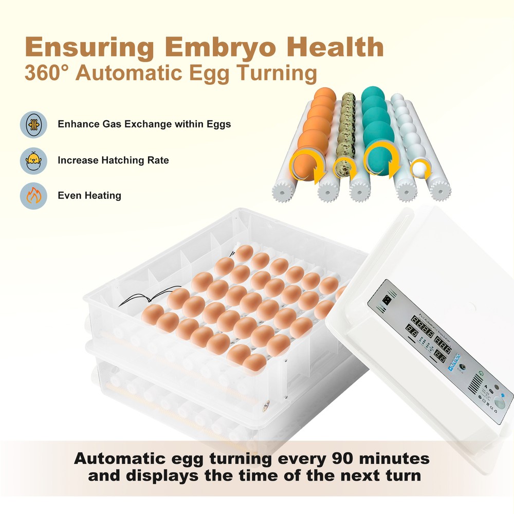 Automatic 120 Eggs Incubator Temperature Control Digital Chicken Egg Hatcher
