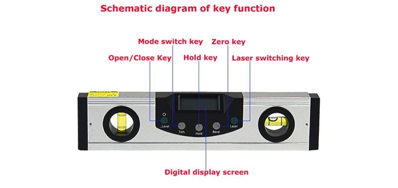 600mm Precision Digital Display Infrared Level Angle Ruler Level Measuring Tool