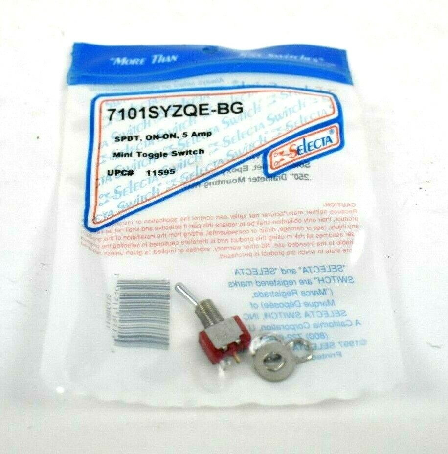 SELECTA SWITCH 7101SYZQE-BG Mini Toggle Switch ON-ON, 5 AMP, SPDT