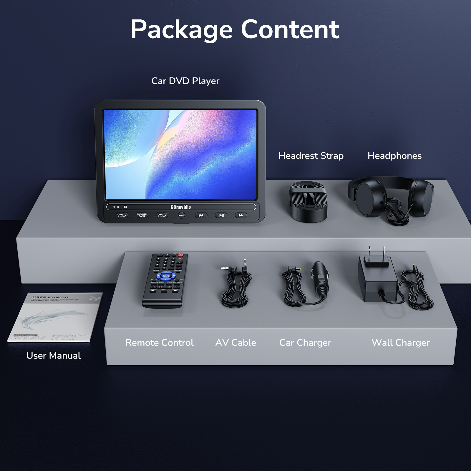 10.5" Car Headrest DVD Player Back Seat Monitor USB SD HDMI Rechargeable+Headset