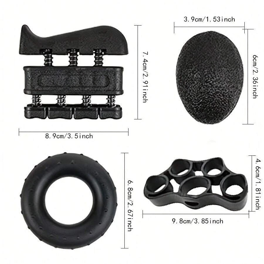 5-Pack Hand Grip Kit - Adjustable Trainer with Grip Ring, Ball